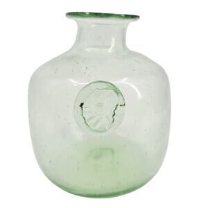 Vintage Blown Glass Vase Bud Vase Green Seed Bubble Art Glass Home Decor